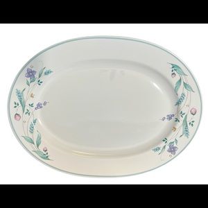 Pfaltzgraff April 14” Oval Serving Platter Green Trim Floral